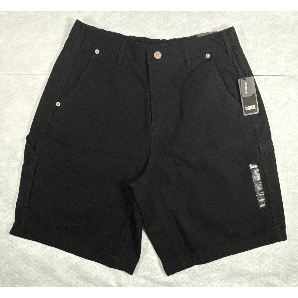LCKR Lajoie Mens Medium 32-34 Black Utility Casual Stretch Cargo Shorts NWT